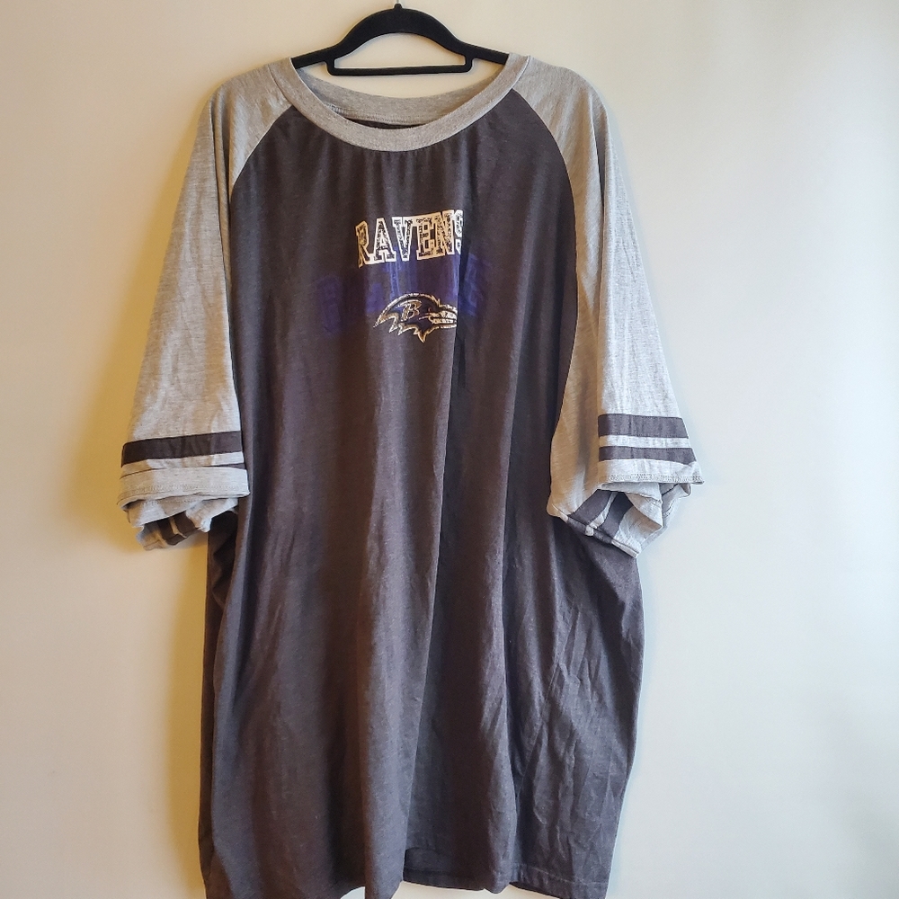 FANATIC MEN'S JERSEY BALTIMORE RAVENS GRAY BLUE SHORT SLEEVE SIZE 6XL